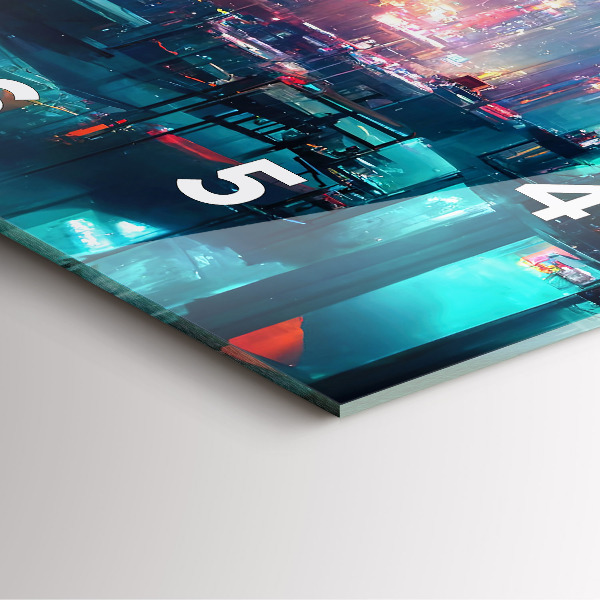 Štvorcové hodiny Mesto v kyberpunkovom štýle