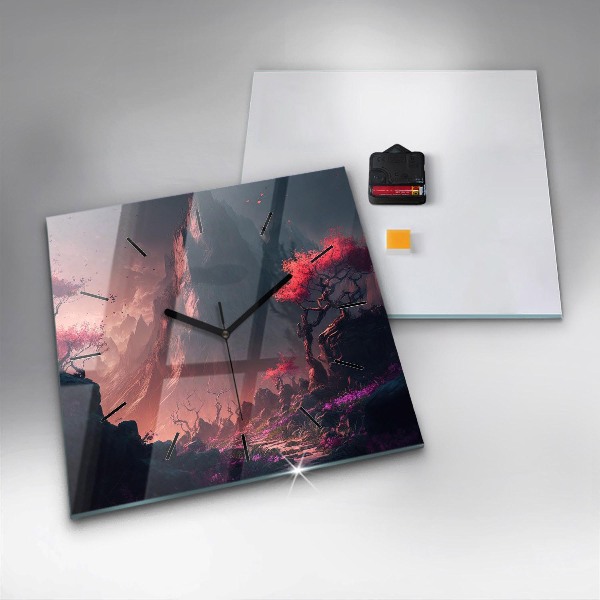 Štvorcové hodiny Čarovný les a hory