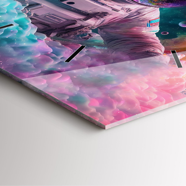 Štvorcové hodiny Kozmonaut a farebné oblaky