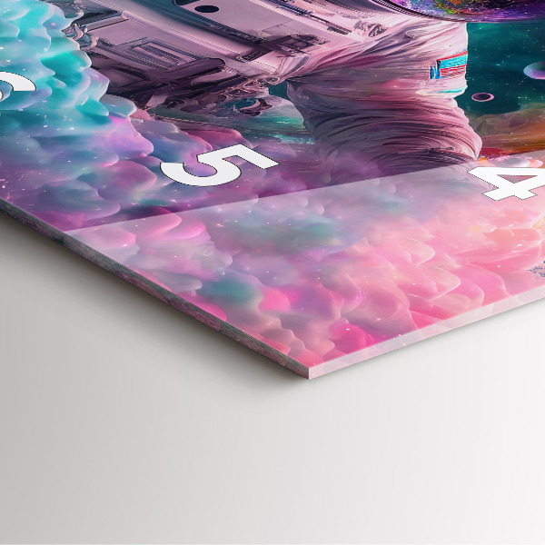 Štvorcové hodiny Kozmonaut a farebné oblaky