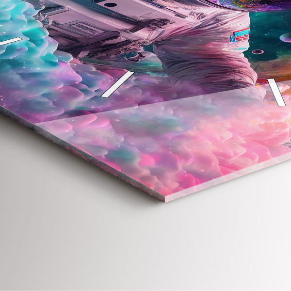 Štvorcové hodiny Kozmonaut a farebné oblaky