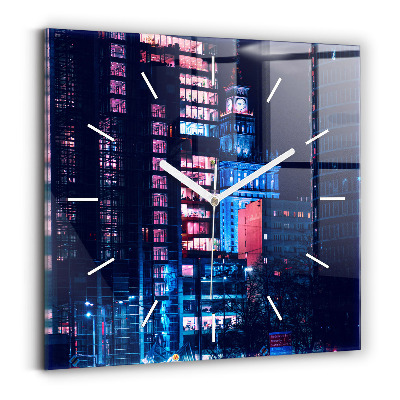 Štvorcové hodiny Varšava v noci