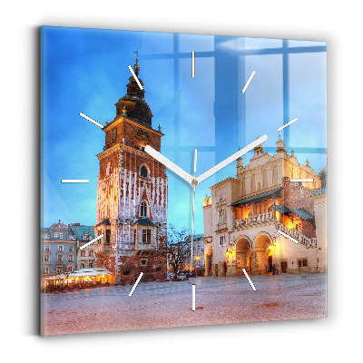 Štvorcové hodiny Hlavné trhové námestie v Krakove