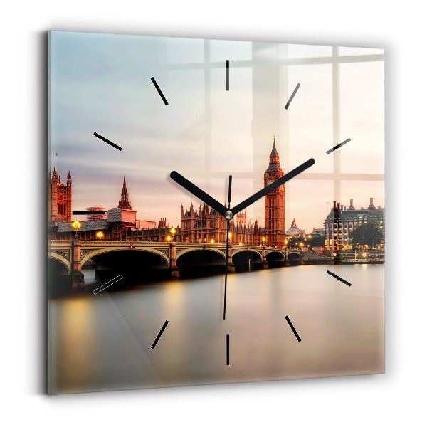 Štvorcové hodiny Panoráma Londýna Big Ben