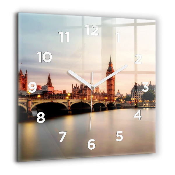 Štvorcové hodiny Panoráma Londýna Big Ben