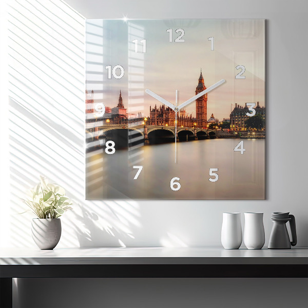 Štvorcové hodiny Panoráma Londýna Big Ben