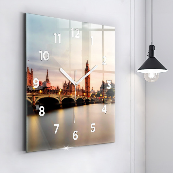 Štvorcové hodiny Panoráma Londýna Big Ben