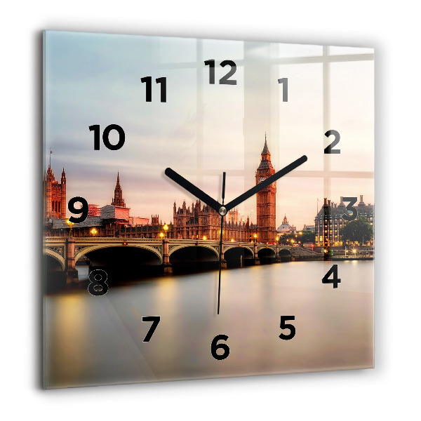 Štvorcové hodiny Panoráma Londýna Big Ben