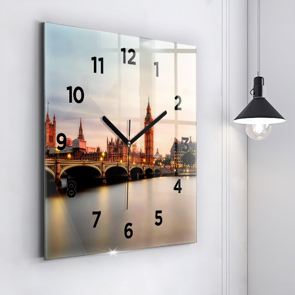 Štvorcové hodiny Panoráma Londýna Big Ben