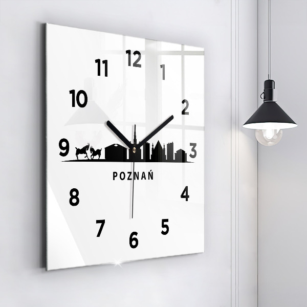 Štvorcové hodiny Panoramatická grafika Poznaň