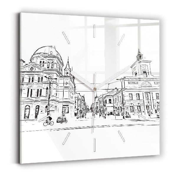 Štvorcové hodiny Ilustrácia mesta Poznaň