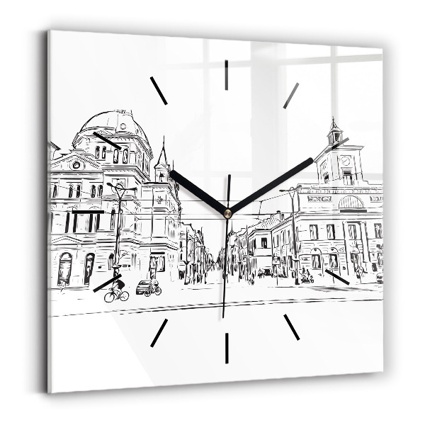 Štvorcové hodiny Ilustrácia mesta Poznaň