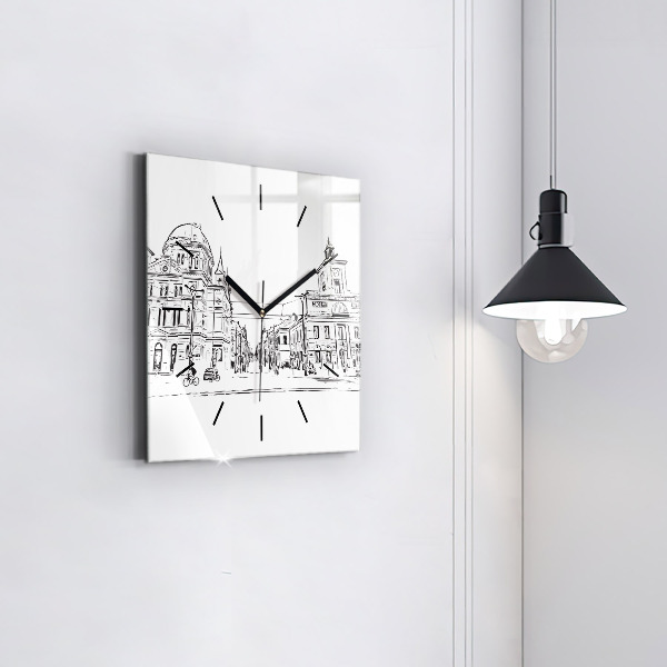 Štvorcové hodiny Ilustrácia mesta Poznaň