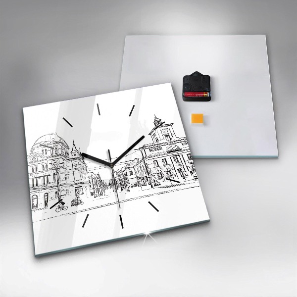 Štvorcové hodiny Ilustrácia mesta Poznaň