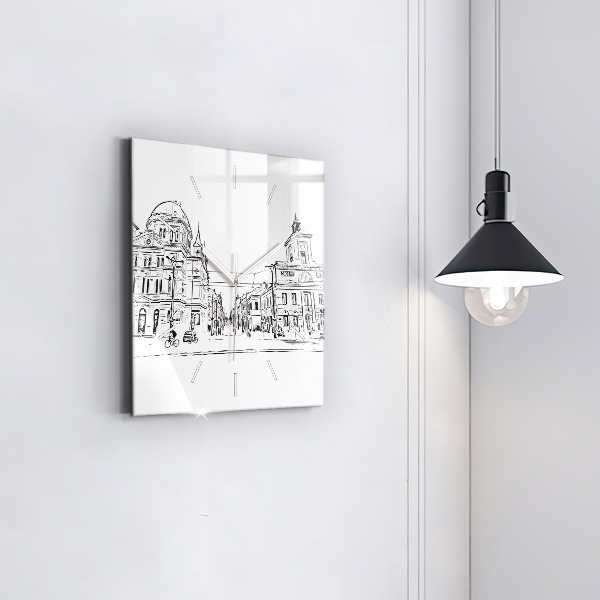Štvorcové hodiny Ilustrácia mesta Poznaň