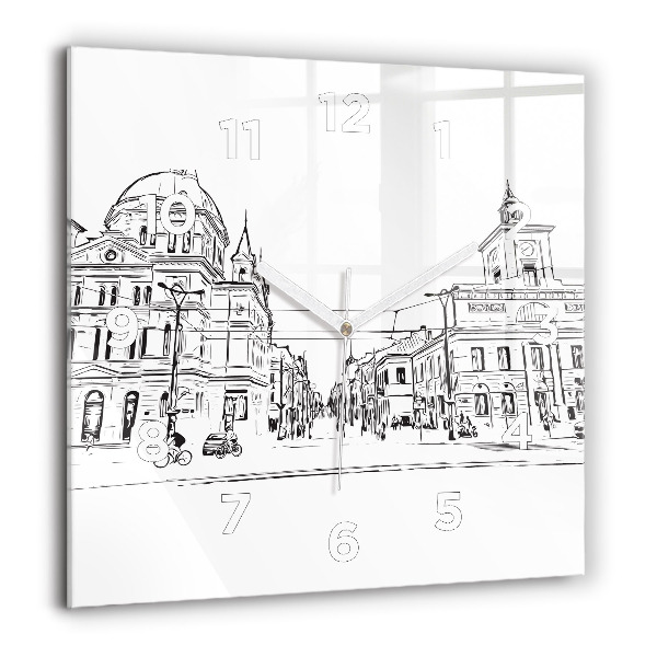 Štvorcové hodiny Ilustrácia mesta Poznaň