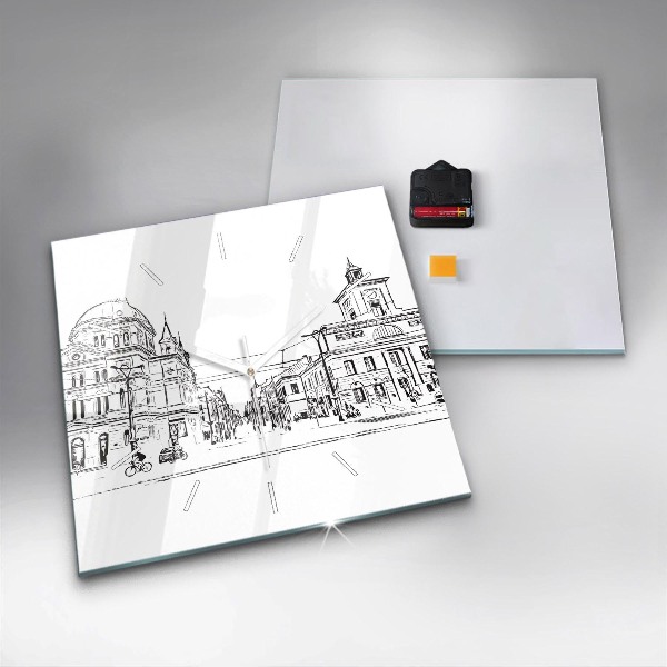 Štvorcové hodiny Ilustrácia mesta Poznaň