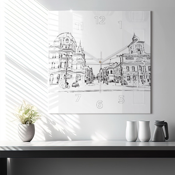 Štvorcové hodiny Ilustrácia mesta Poznaň