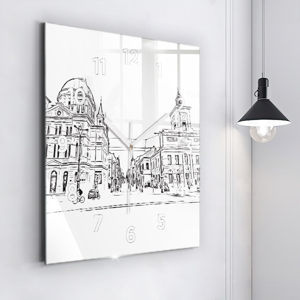 Štvorcové hodiny Ilustrácia mesta Poznaň