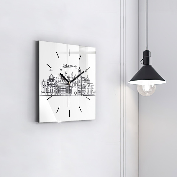 Štvorcové hodiny Panoráma architektúry Lodže