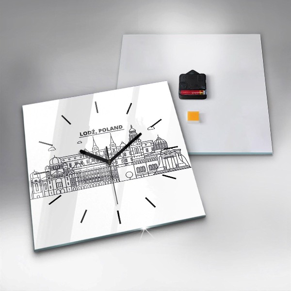 Štvorcové hodiny Panoráma architektúry Lodže