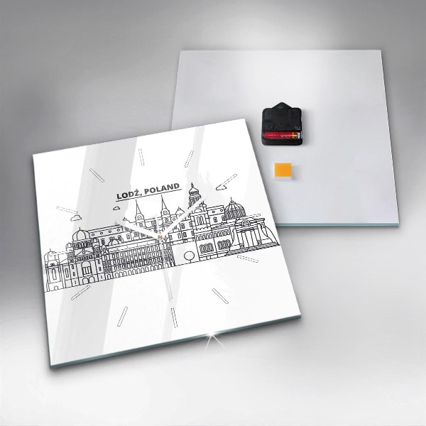 Štvorcové hodiny Panoráma architektúry Lodže