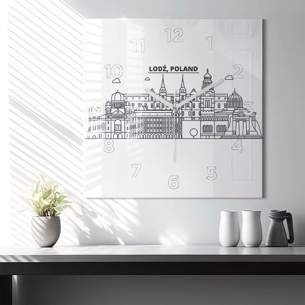 Štvorcové hodiny Panoráma architektúry Lodže