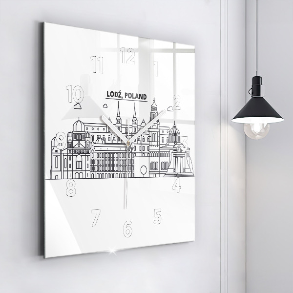 Štvorcové hodiny Panoráma architektúry Lodže