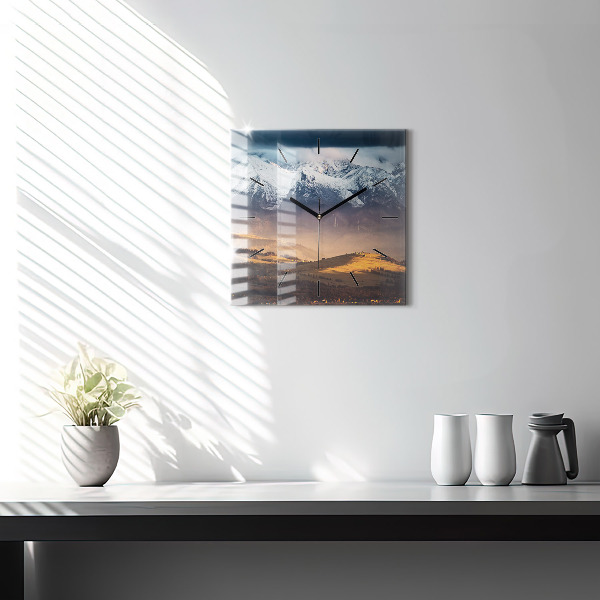 Štvorcové hodiny Zimná krajina Tatier
