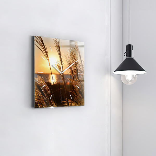 Štvorcové hodiny Pšenica na zlatom slnku