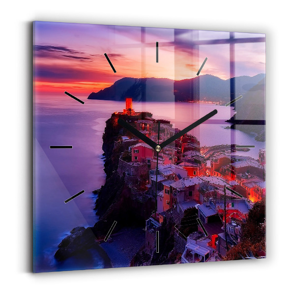 Štvorcové hodiny Domy pri jazere