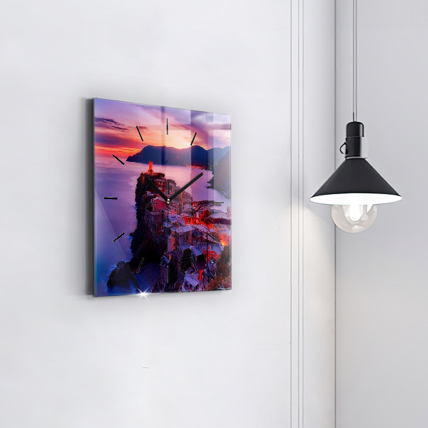 Štvorcové hodiny Domy pri jazere