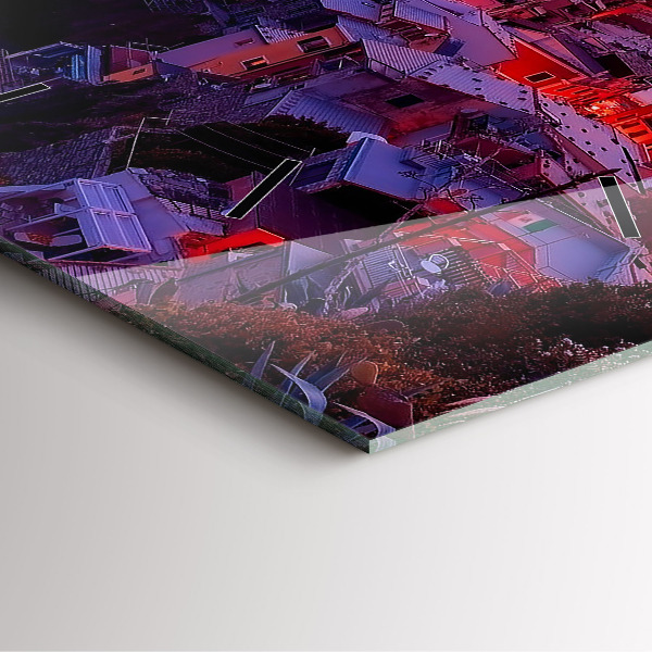 Štvorcové hodiny Domy pri jazere