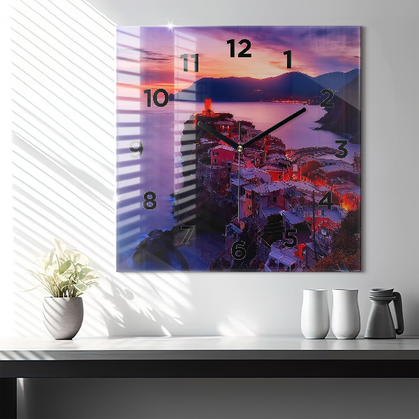 Štvorcové hodiny Domy pri jazere