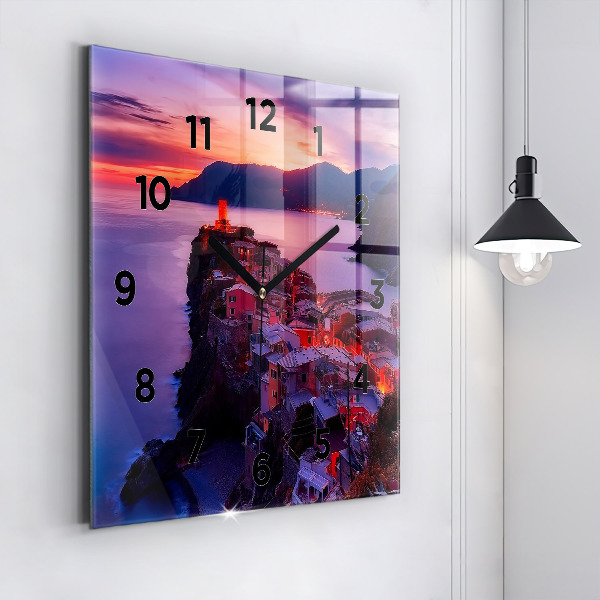 Štvorcové hodiny Domy pri jazere