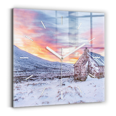 Štvorcové hodiny Chata v horskom prostredí