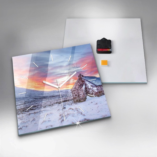 Štvorcové hodiny Chata v horskom prostredí