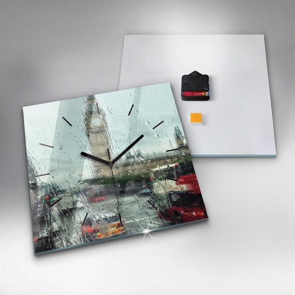 Štvorcové hodiny Daždivý Londýn