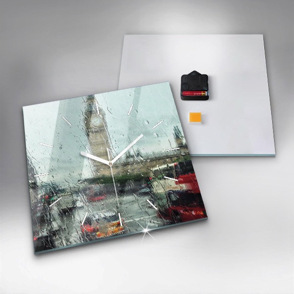 Štvorcové hodiny Daždivý Londýn