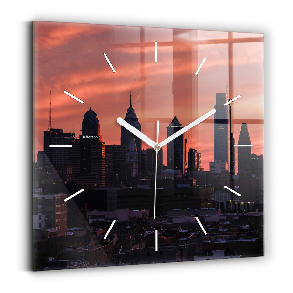 Štvorcové hodiny Panoráma mesta Philadelphia