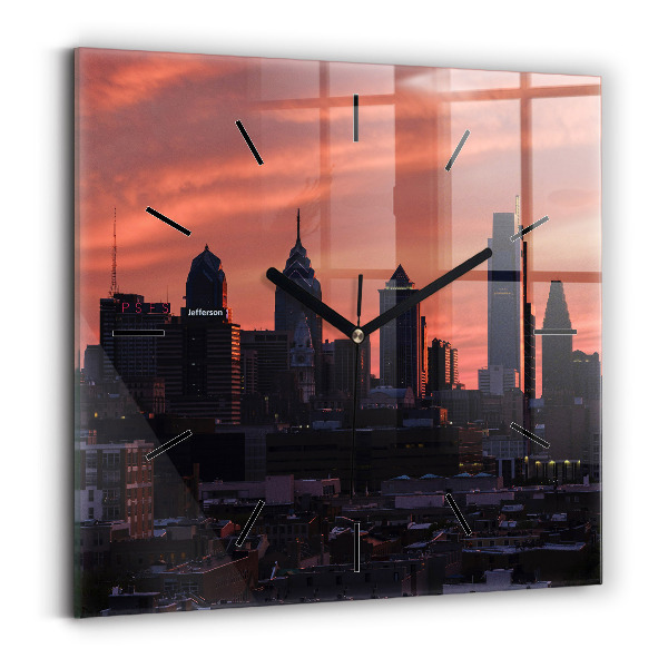 Štvorcové hodiny Panoráma mesta Philadelphia