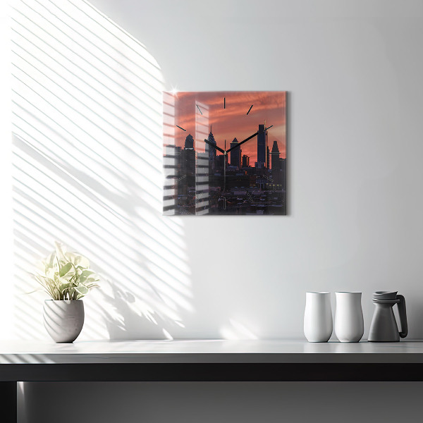 Štvorcové hodiny Panoráma mesta Philadelphia
