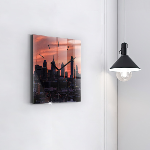 Štvorcové hodiny Panoráma mesta Philadelphia