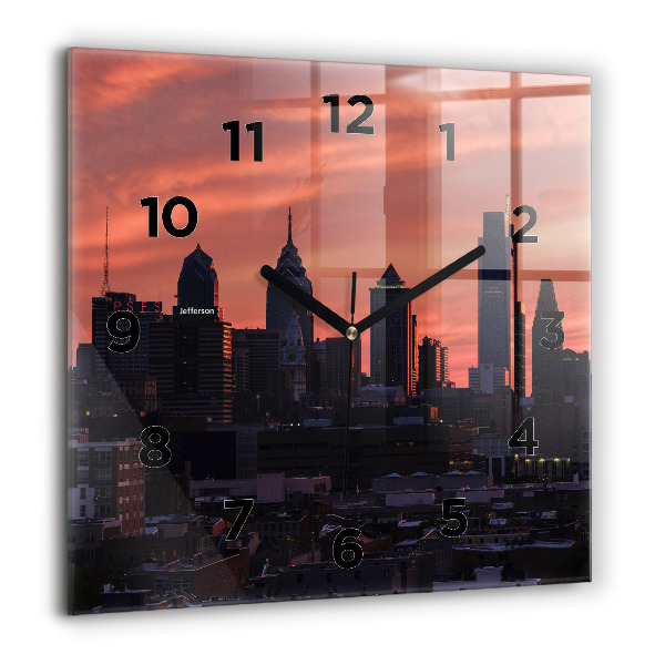 Štvorcové hodiny Panoráma mesta Philadelphia