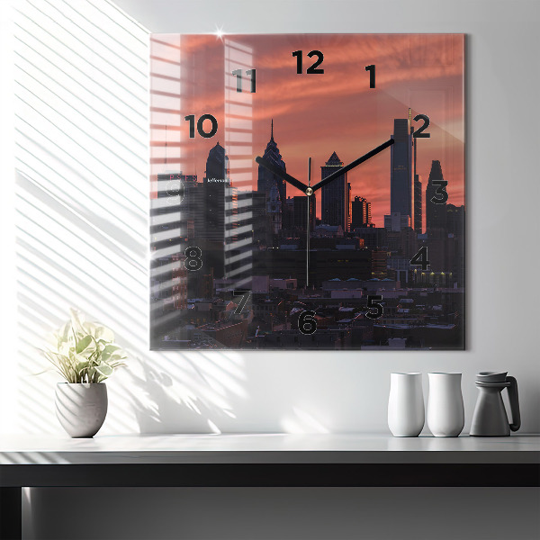 Štvorcové hodiny Panoráma mesta Philadelphia
