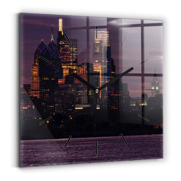 Štvorcové hodiny Panoráma mesta Philadelphia