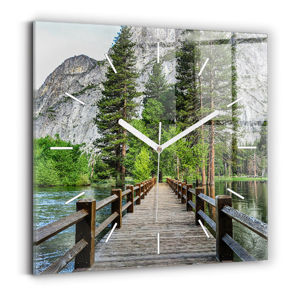 Štvorcové hodiny Yosemitský drevený most