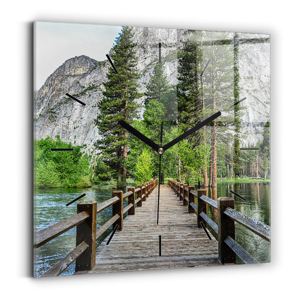Štvorcové hodiny Yosemitský drevený most