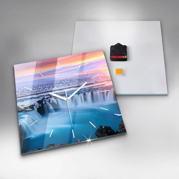 Štvorcové hodiny Vodopád Godafoss Island