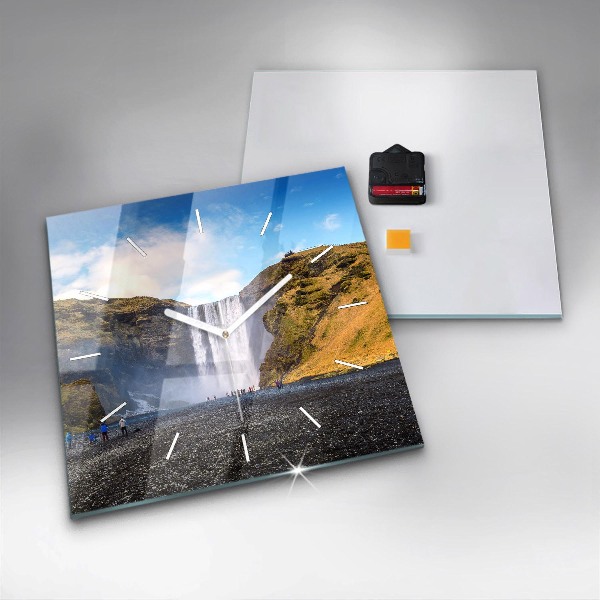 Štvorcové hodiny Vodopád na Islande